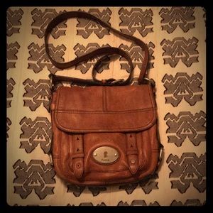 Fossil brown leather crossbody bag